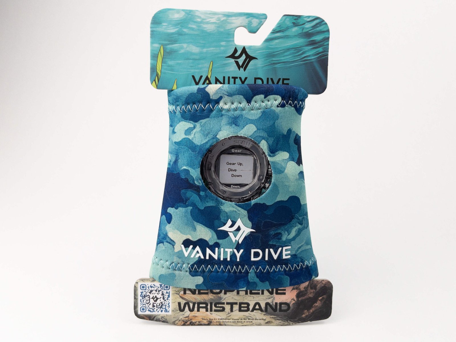 Imagen del packaging con la Neoprene Wristband Camo Ocean vista trasera